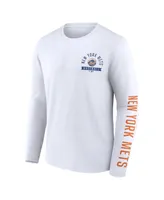 Men's Fanatics White New York Mets Pressbox Long Sleeve T-shirt