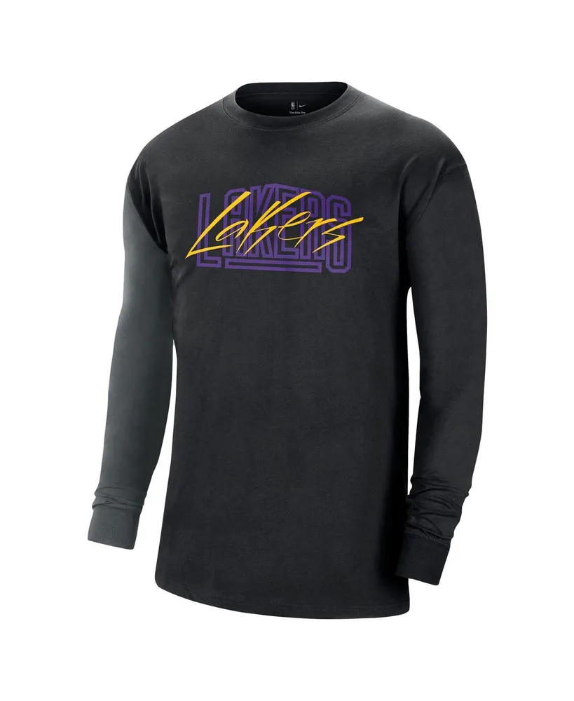 Men's Nike Black Los Angeles Lakers Courtside Versus Flight MAX90 Long Sleeve T-shirt
