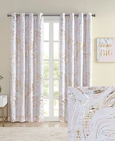 Intelligent Design Rebecca Grommet Top Printed Marble Metallic Total Blackout 1-Piece Curtain Panel, 50" x 63"