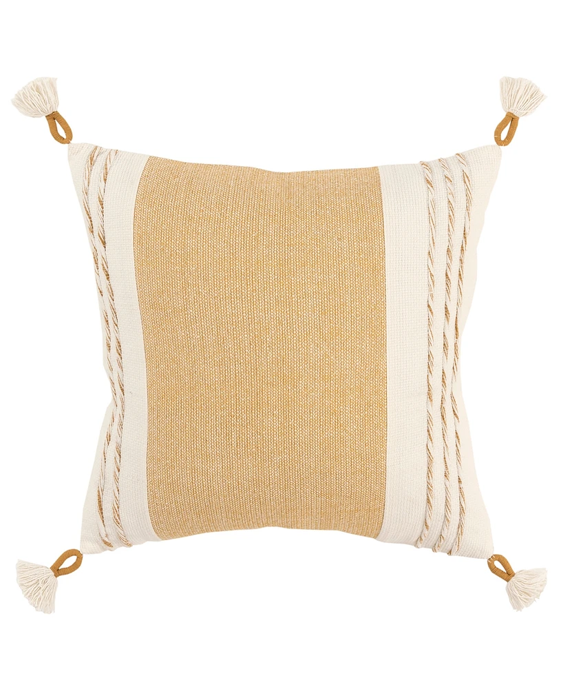 Rizzy Home Modern Stripe Tassal Decorative Pillow, 20" X