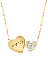 Effy Diamond Mama Double Heart x" Pendant Necklace (1/5 ct. t.w.) in 14k Gold