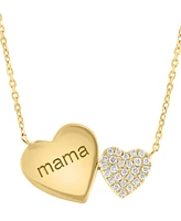 Effy Diamond Mama Double Heart x" Pendant Necklace (1/5 ct. t.w.) in 14k Gold