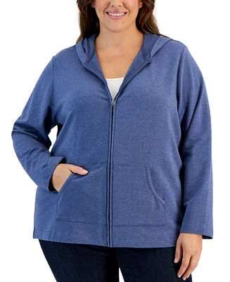 Karen Scott Plus Size Zip-Up Hoodie, Created for Macy's