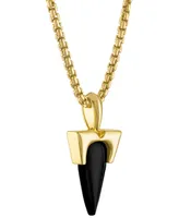 Bulova Men's Icon Black Onyx Pendant Necklace in 14k Gold-Plated Sterling Silver, 24" + 2" extender