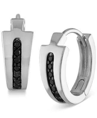 Bulova Men's Icon Black Diamond (1/6 ct. t.w.) Hoop Earrings in Sterling Silver