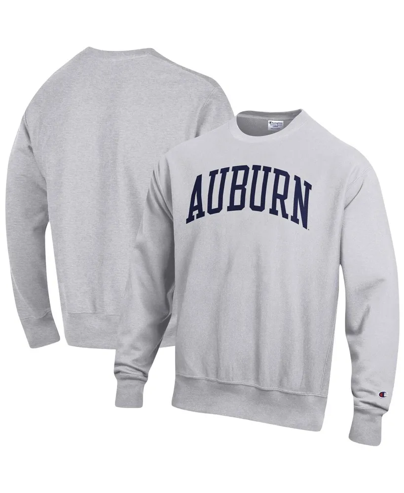 Men's Champion Heathered Gray Auburn Tigers Arch Reverse Weave Pullover Sweatshirt