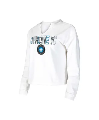 Women's Concepts Sport White Charlotte Fc Sunray Notch Neck Long Sleeve T-shirt