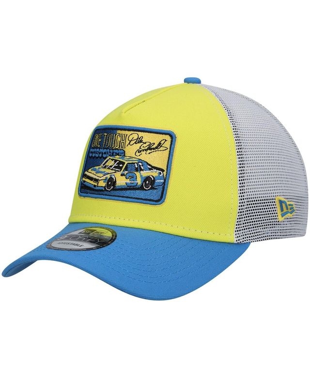 Men's New Era Yellow, Royal Dale Earnhardt Legends 9FORTY A-Frame Trucker Snapback Hat