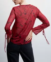 Mango Women's Bow Paisley Blouse