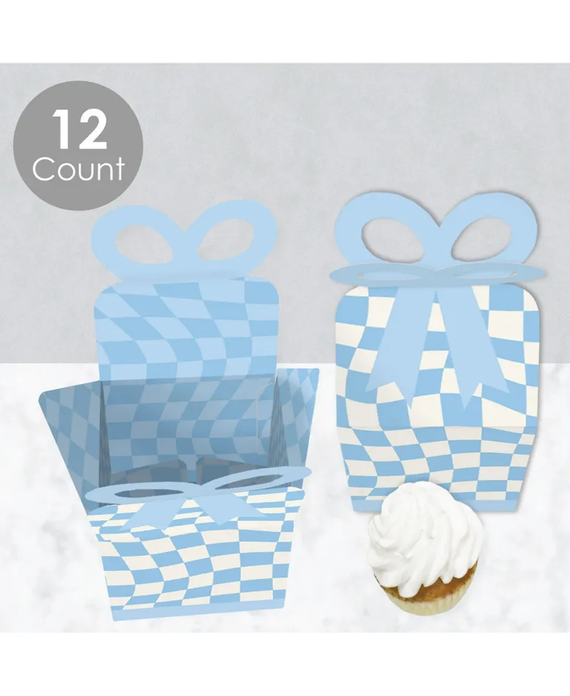Checkered Party - Square Favor Gift Boxes - Bow Boxes