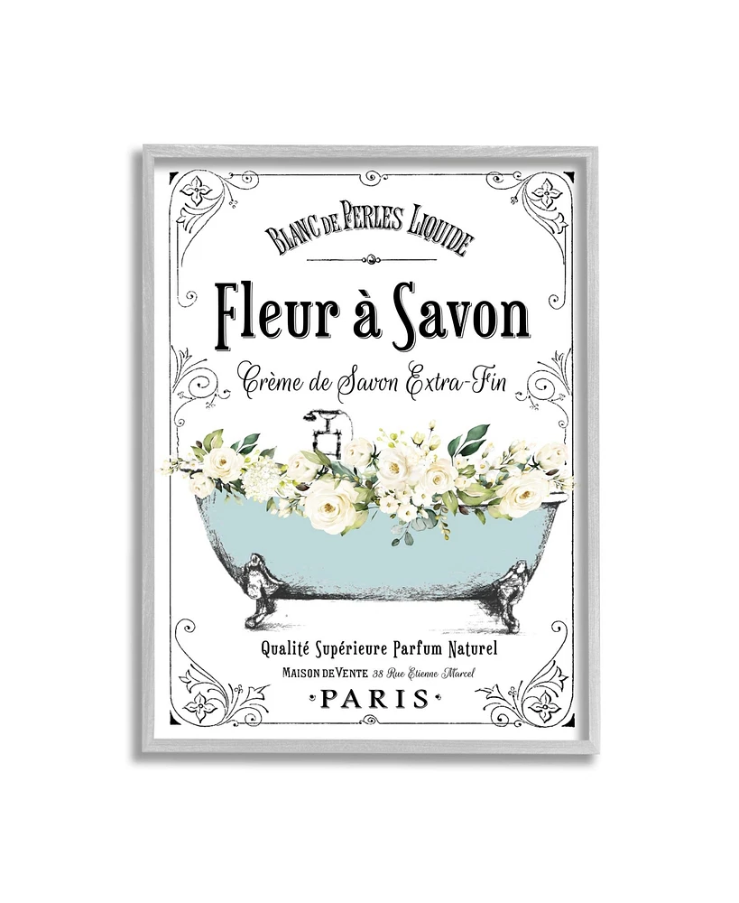 Stupell Industries Floral Parisian Bathroom Advertisement Framed Giclee Art, 24" x 1.5" x 30" - Multi