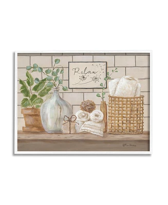 Stupell Industries Relax Uplifting Bathroom Scene Framed Giclee Art, 11" x 1.5" x 14" - Multi