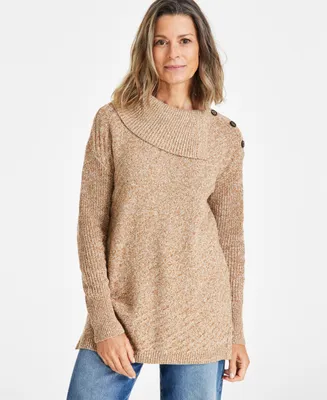Style & Co Women's Ribbed Button Tunic Sweater Created for Macy's