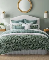 Laura Ashley Bramble Floral Cotton Reversible 7 Piece Duvet Cover Set, Full/Queen