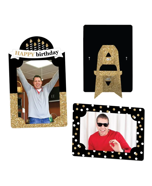 Big Dot of Happiness Adult Happy Birthday - Gold - Birthday Party 4x6 Picture Display - Paper Photo Frames - Set of 12