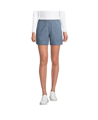 Lands' End Women's Mid Rise Elastic Waist Pull On 7" Chino Shorts