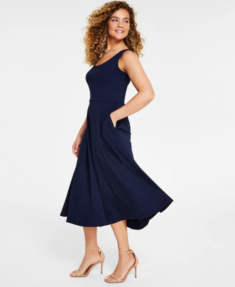 Msk Solid Fit-And-Flare Midi Tank Dress