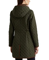 Lauren Ralph Lauren Petite Hooded Quilted Faux-Suede-Trim Coat