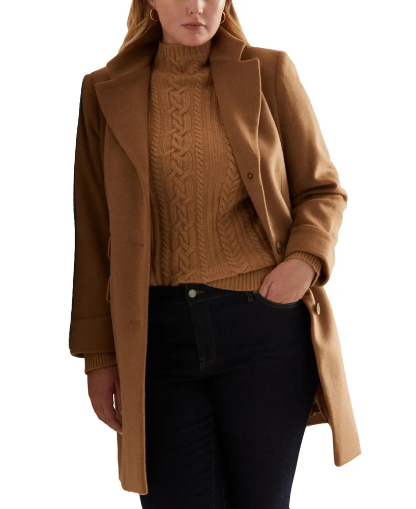Lauren Ralph Lauren Women's Plus Size Notched-Collar Walker Coat