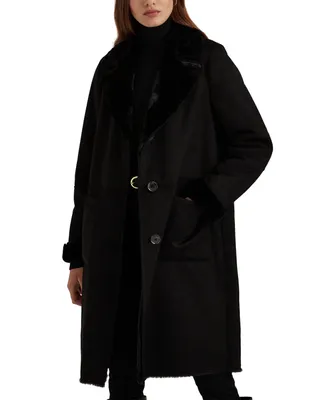 Lauren Ralph Women's Faux-Suede & Faux-Fur-Trim Coat