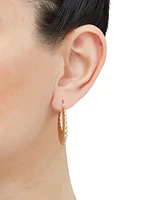 Scalloped Edge Tapered Medium Hoop Earrings in 10k Gold, 1-1/4"