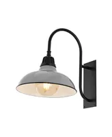 Stanley 12.25" 1-Light Farmhouse Industrial Indoor, Outdoor Iron Led Gooseneck Arm Sconce