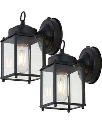 Boston 4.25" 1-Light Farmhouse Industrial Iron, Glass Outdoor Led Sconce, Set of 2