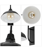 Stanley 12.25" 1-Light Farmhouse Industrial Indoor, Outdoor Iron Led Gooseneck Arm Sconce