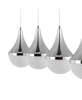 Elena Teardrop 47" 4-Light Modern Mid-Century Iron, Acrylic Integrated Linear Led Pendant