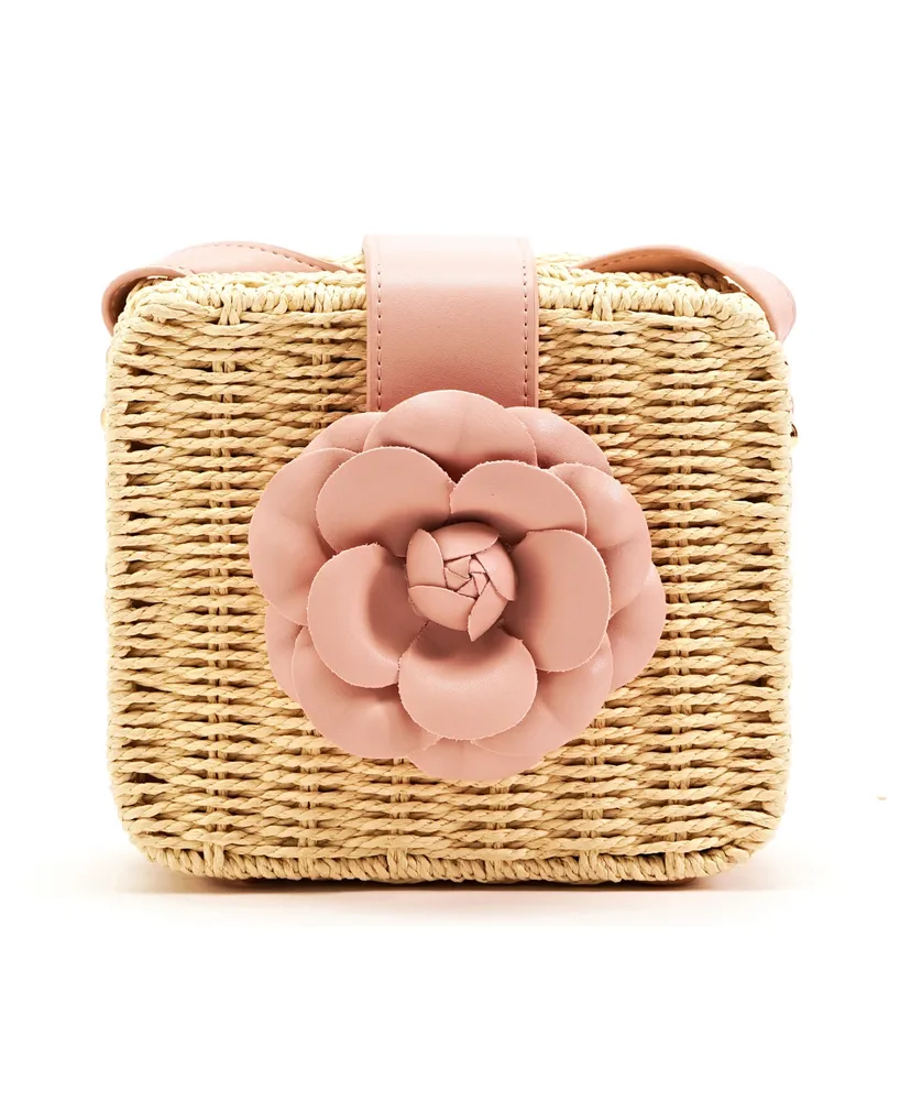 Like Dreams Rosie Floral Straw Mini Crossbody Bag