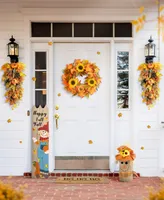 Glitzhome 23.25" H Fall Linen Scarecrow Doorstop Porch Decor