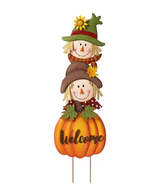 Glitzhome 46" H Fall Metal Stacked Scarecrow And Pumpkin Yard Stake
