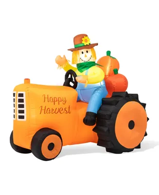 Glitzhome 7' Fall Lighted Inflatable Tractor Decor