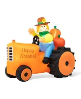 Glitzhome 7' Fall Lighted Inflatable Tractor Decor