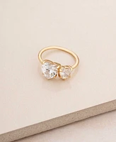 Ettika 18K Gold Plated Brass Multi Heart Cubic Zirconia Ring