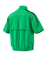 Men's adidas Green Miami Hurricanes Nights Strategy Half-Zip Short Sleeve Jacket