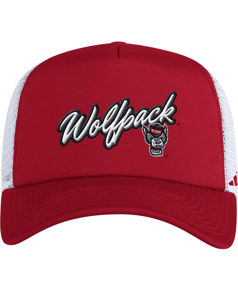 Men's adidas Red Nc State Wolfpack Script Trucker Snapback Hat