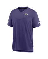 Men's Nike Purple Baltimore Ravens Sideline Coach Chevron Lock Up Logo V-Neck Performance T-shirt