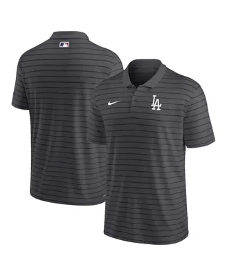 Men's Nike Charcoal Los Angeles Dodgers Authentic Collection Victory Striped Performance Polo Shirt