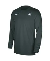 Men's Nike Green Michigan State Spartans 2023 Sideline Coaches Long Sleeve Performance Top