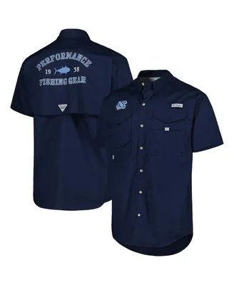 Men's Columbia Navy North Carolina Tar Heels Bonehead Button-Up Shirt