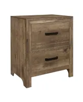 Simplie Fun Bedroom Wooden Nightstand 1 Piece Weathered Pine Finish 2X Drawers Transitional Style Furniture
