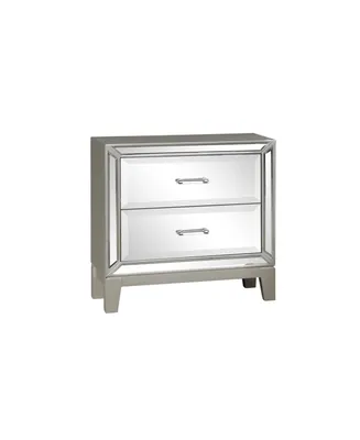 Harmony Mirror Front Nightstand Made With Wood in Silver Color