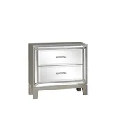 Harmony Mirror Front Nightstand Made With Wood in Silver Color