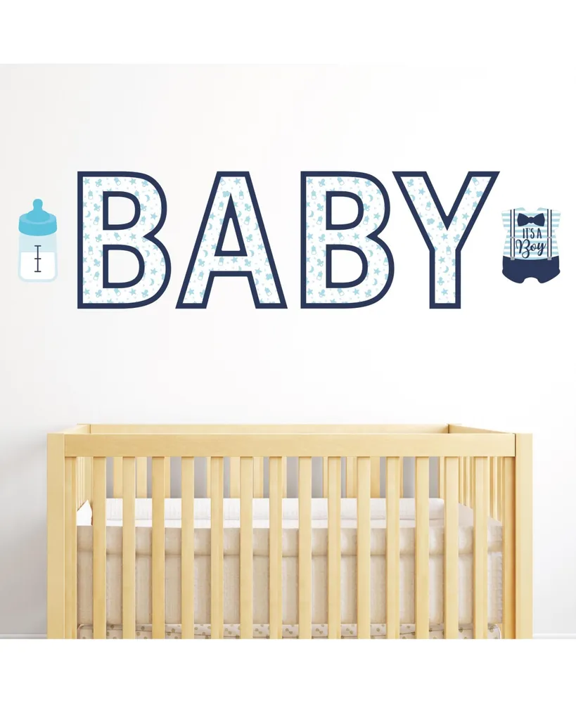 It's a Boy - Peel and Stick Blue Baby Shower Standard Banner Wall Decals - Baby