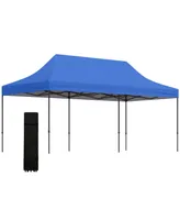 Outsunny 10' x 20' Pop Up Canopy Tent with 3-Level Adjustable Height, Wheeled Roller Bag, Uv Fighting Roof, Dark Blue