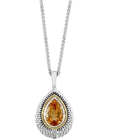 Effy Citrine (2-3/4 ct. t.w.) & Diamond Accent Pear 18" Pendant Necklace in Sterling Silver & 14k Gold-Plate