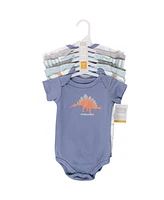 Hudson Baby Baby Boys Cotton Bodysuits, Stegosaurus, 7-Pack