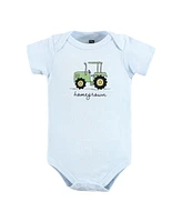 Hudson Baby Boys Unisex Cotton Bodysuits, Tractor, 3-Pack