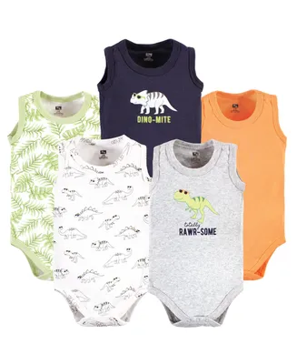 Hudson Baby Boys Cotton Sleeveless Bodysuits, Cool Dinosaurs, 6-9 Months